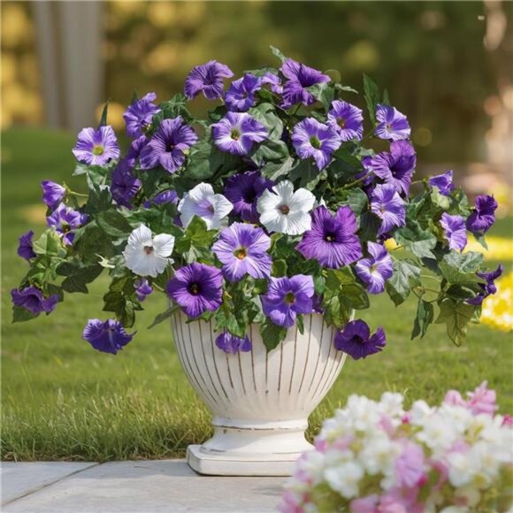 Artificial Flowers for Outdoors 2PCS Spring Faux Morning Glory Look Real Flower - Picture 6 of 7